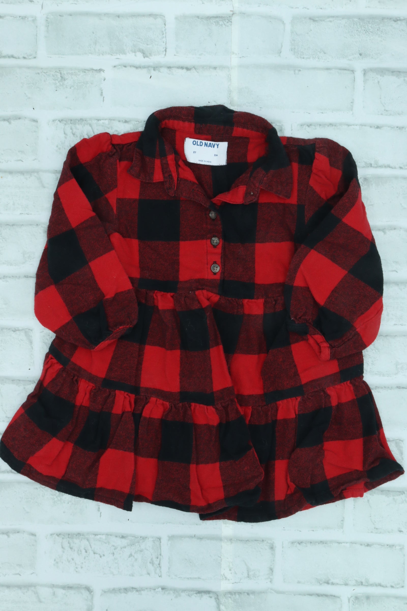 Old Navy Red Plaid Dress 2T